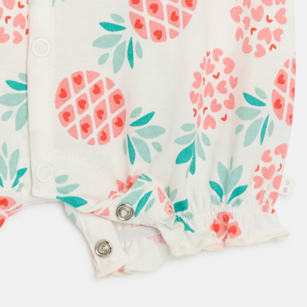 أفرول قصير برتقالي اللون للطفلة الصغيرة، عليه صورة ثمرة الأناناس